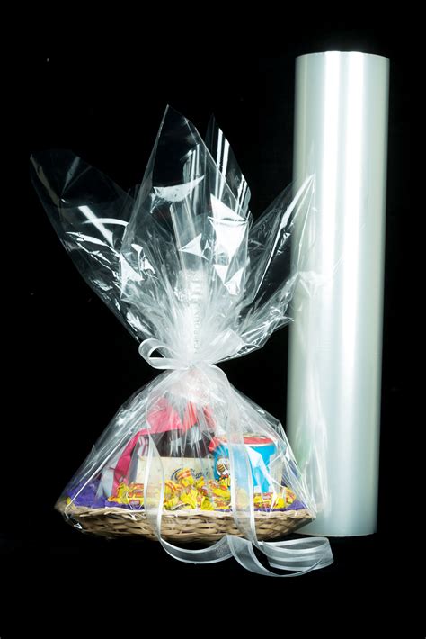 wrapping gift baskets with cellophane